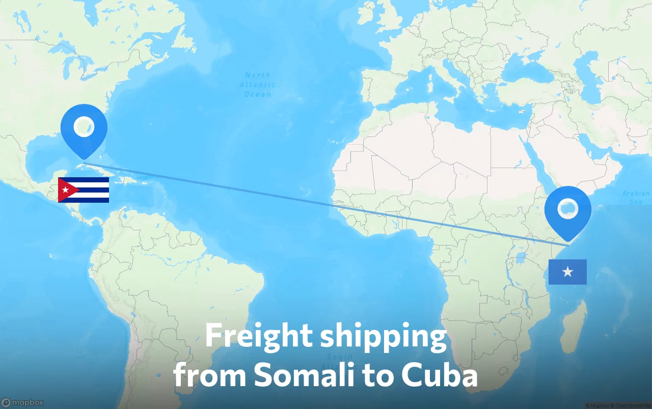 Shipping route from Somali to Cuba