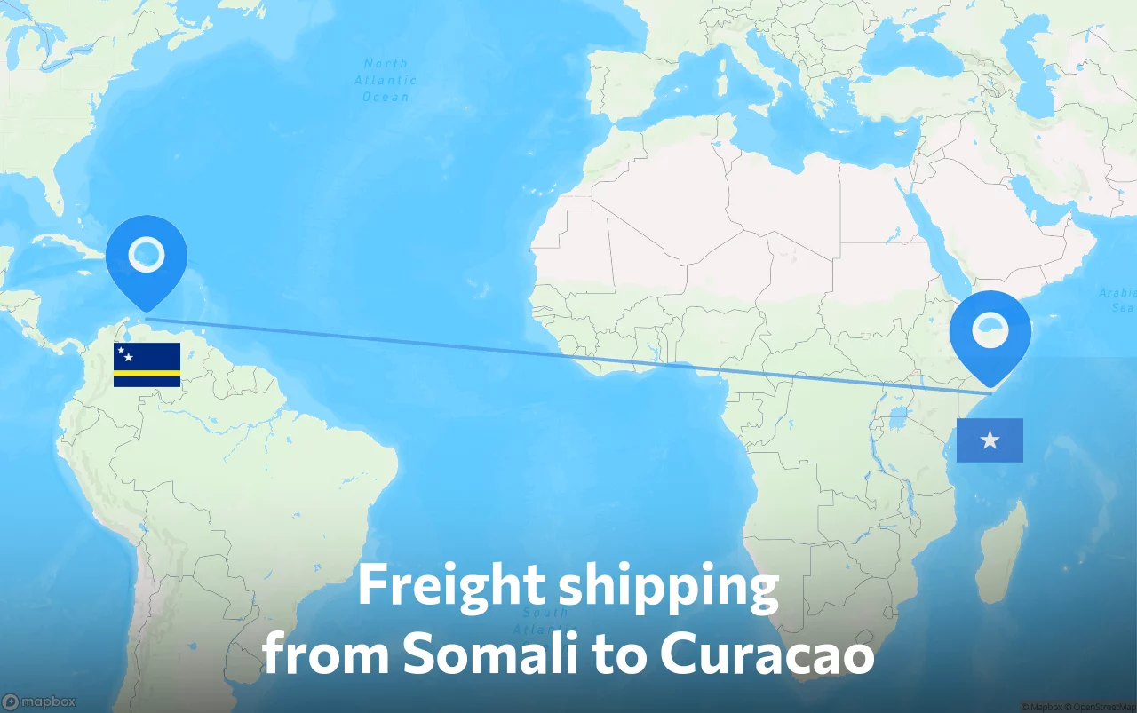 Shipping route from Somali to Curacao