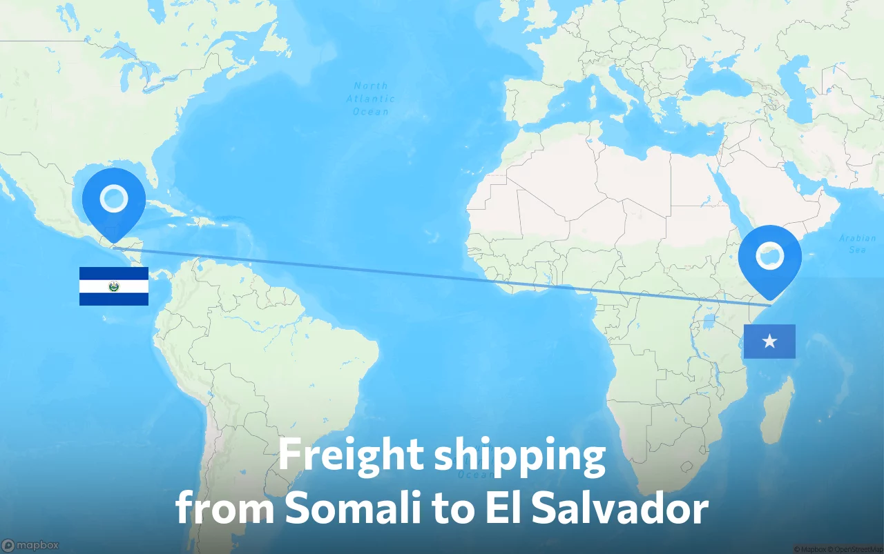Shipping route from Somali to El Salvador