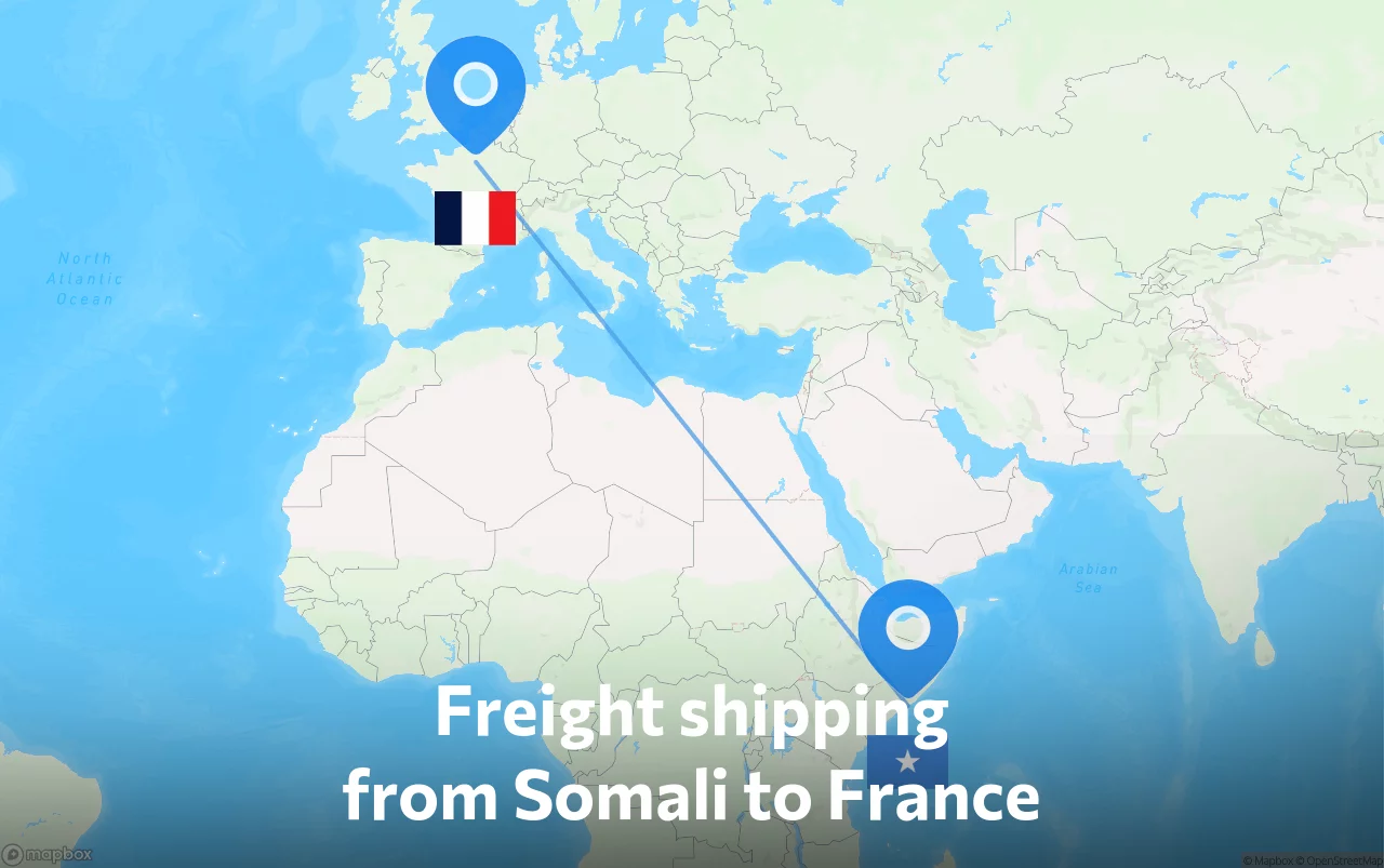 Shipping route from Somali to France