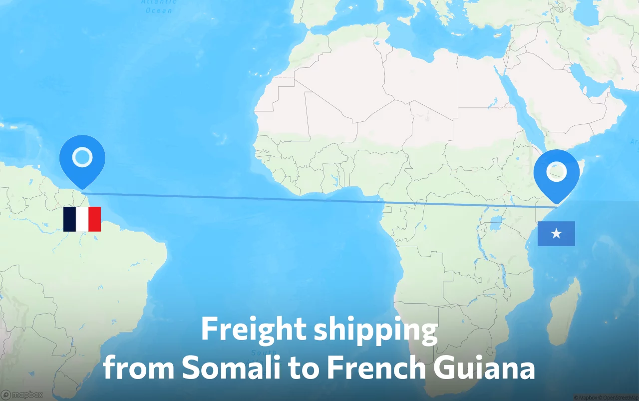 Shipping route from Somali to French Guiana