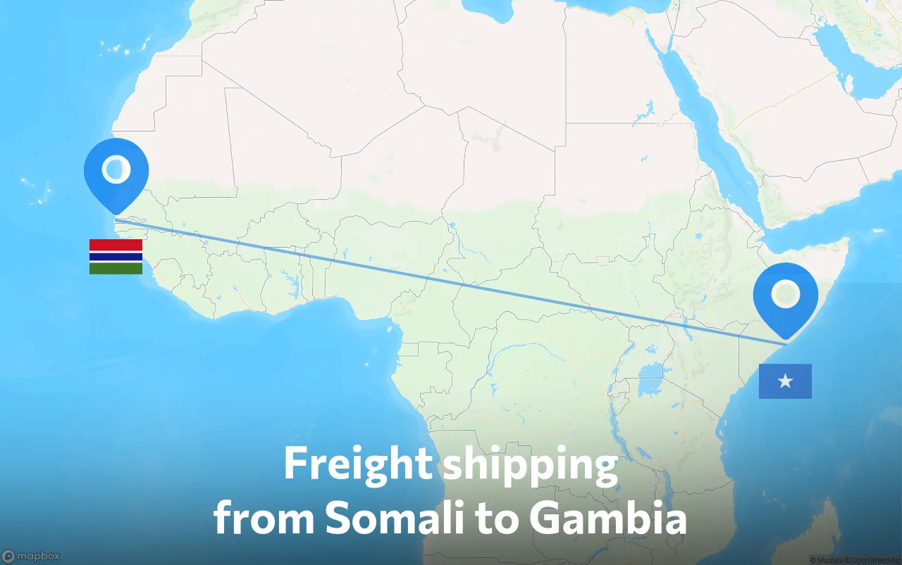 Shipping route from Somali to Gambia
