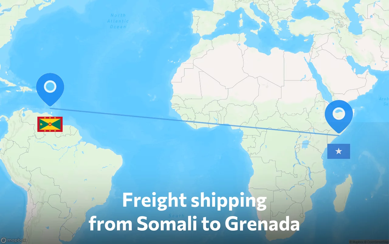 Shipping route from Somali to Grenada