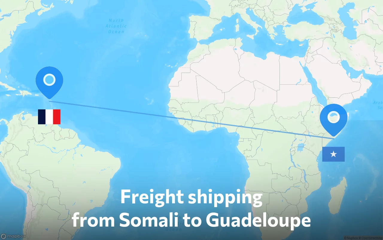 Shipping route from Somali to Guadeloupe