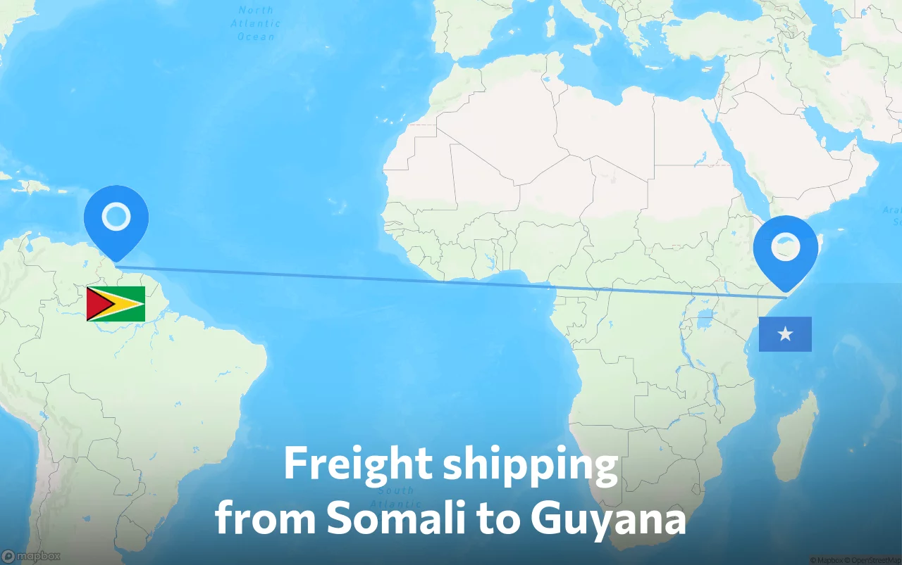Shipping route from Somali to Guyana