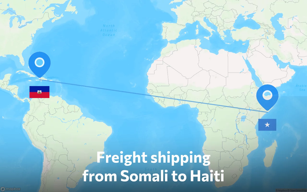 Shipping route from Somali to Haiti