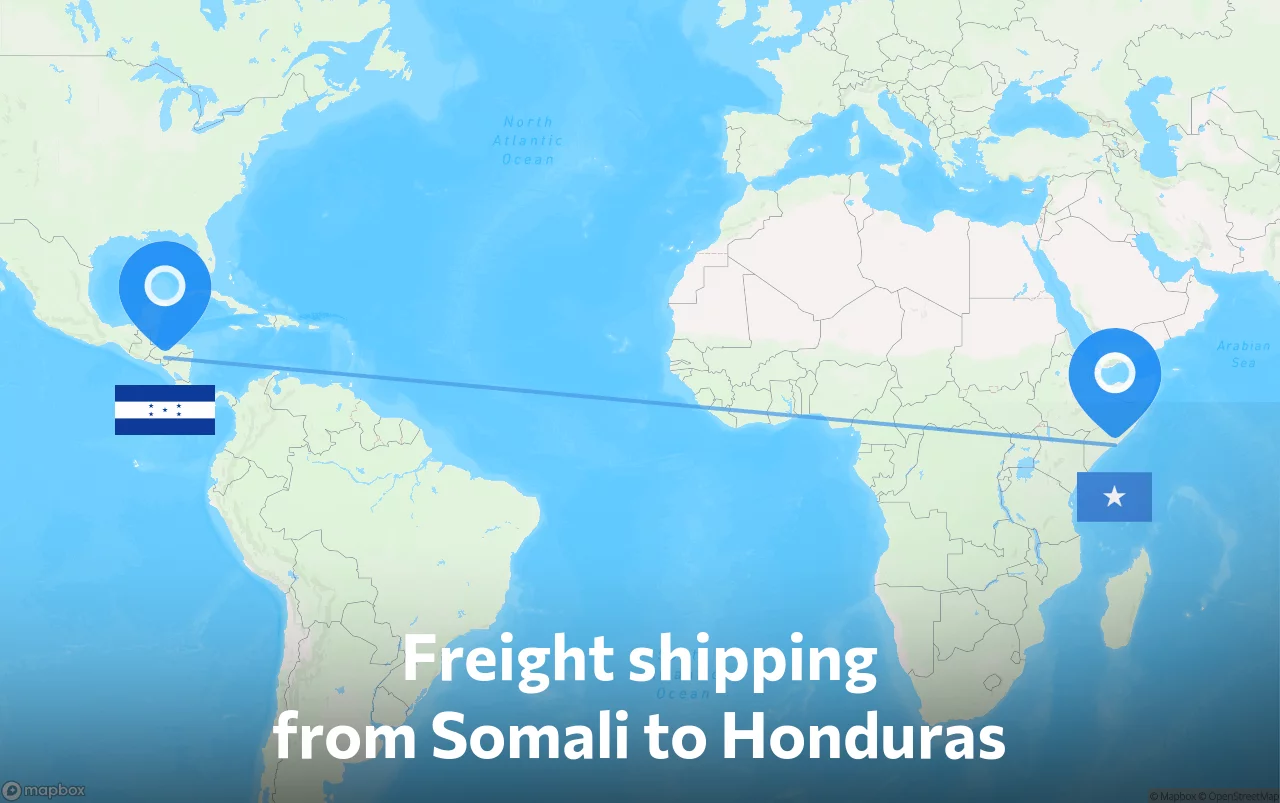 Shipping route from Somali to Honduras