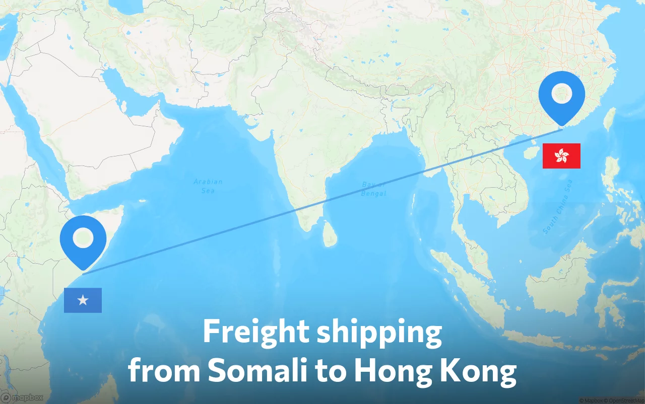 Shipping route from Somali to Hong Kong