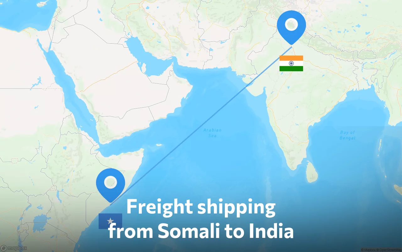 Shipping route from Somali to India