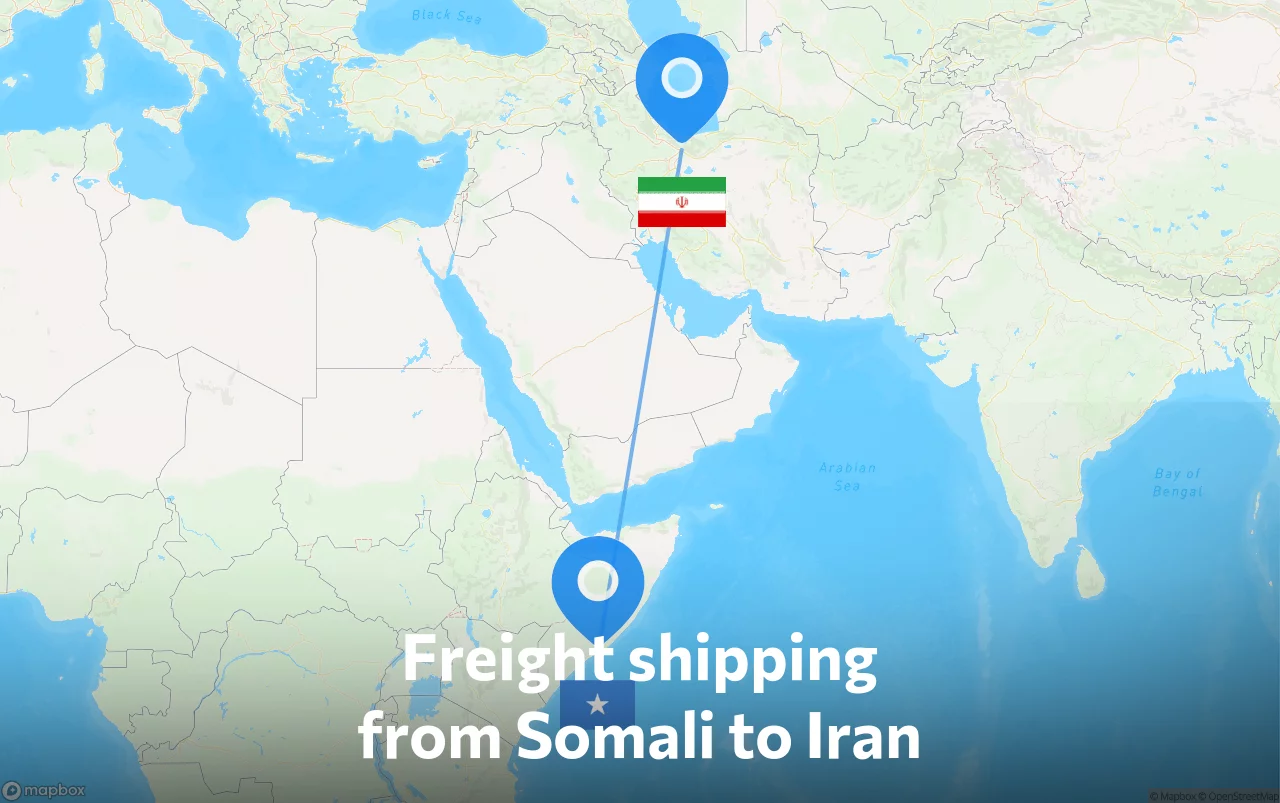 Shipping route from Somali to Iran