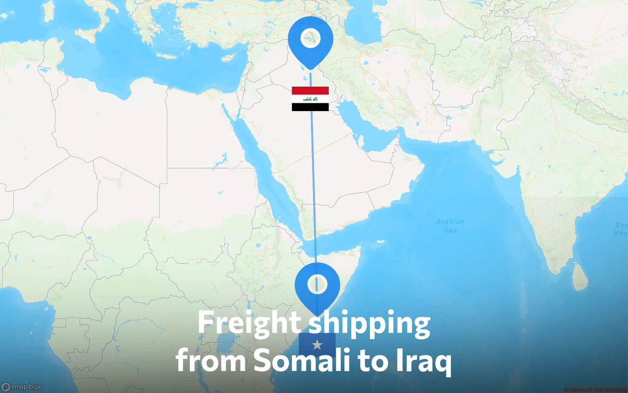 Shipping route from Somali to Iraq