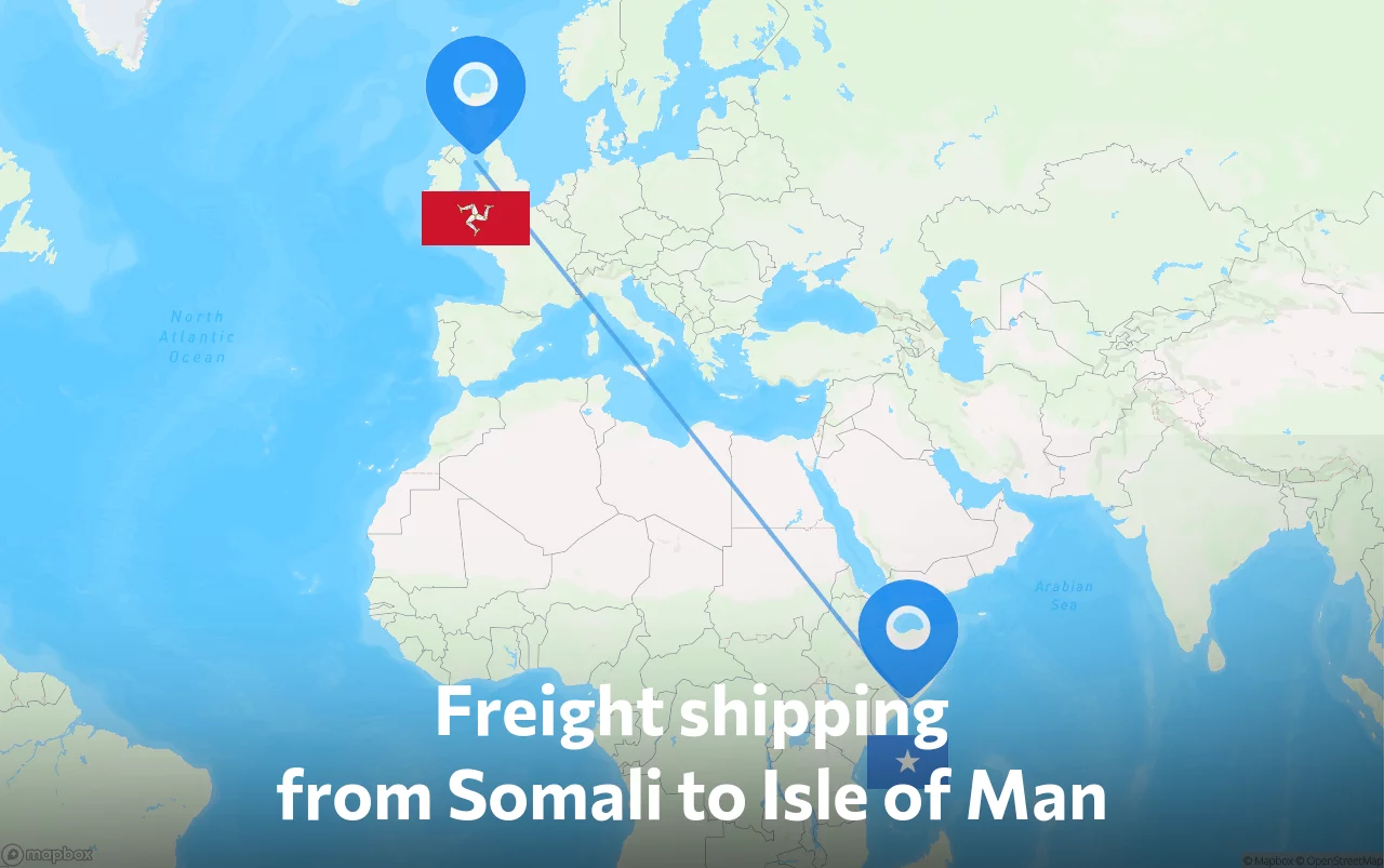 Shipping route from Somali to Isle of Man
