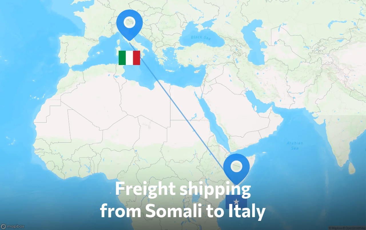 Shipping route from Somali to Italy