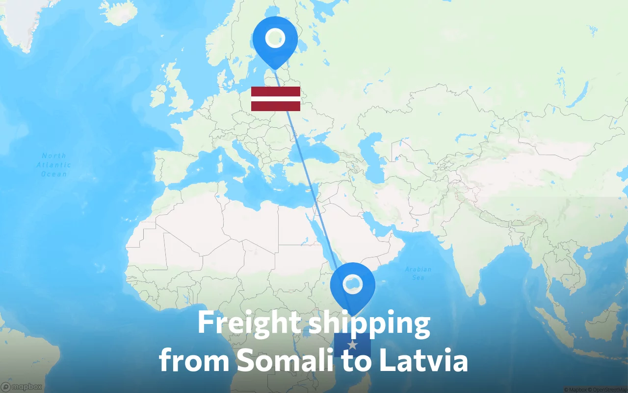 Shipping route from Somali to Latvia