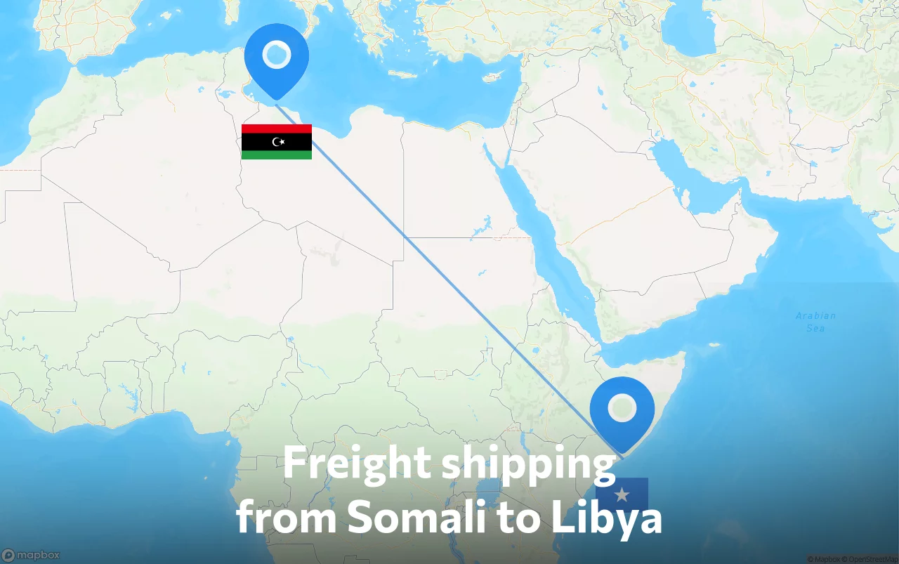 Shipping route from Somali to Libya