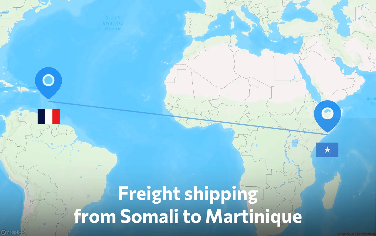 Shipping route from Somali to Martinique