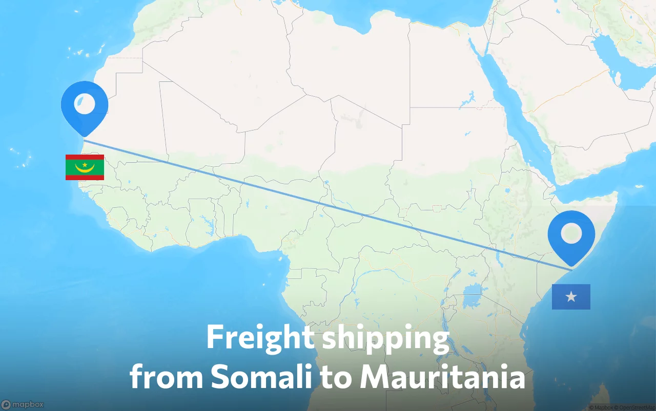 Shipping route from Somali to Mauritania