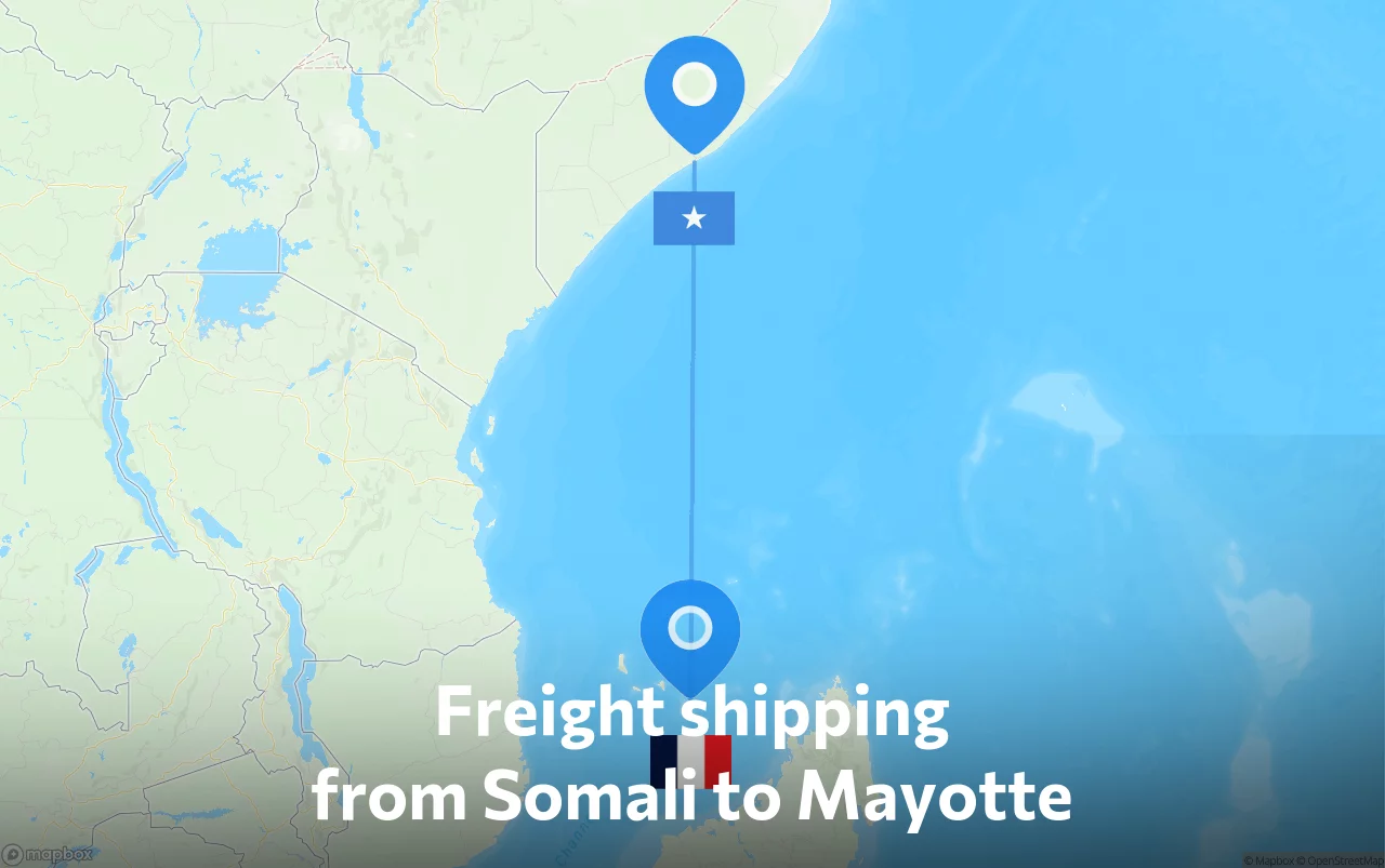 Shipping route from Somali to Mayotte