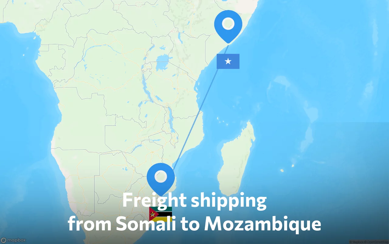 Shipping route from Somali to Mozambique