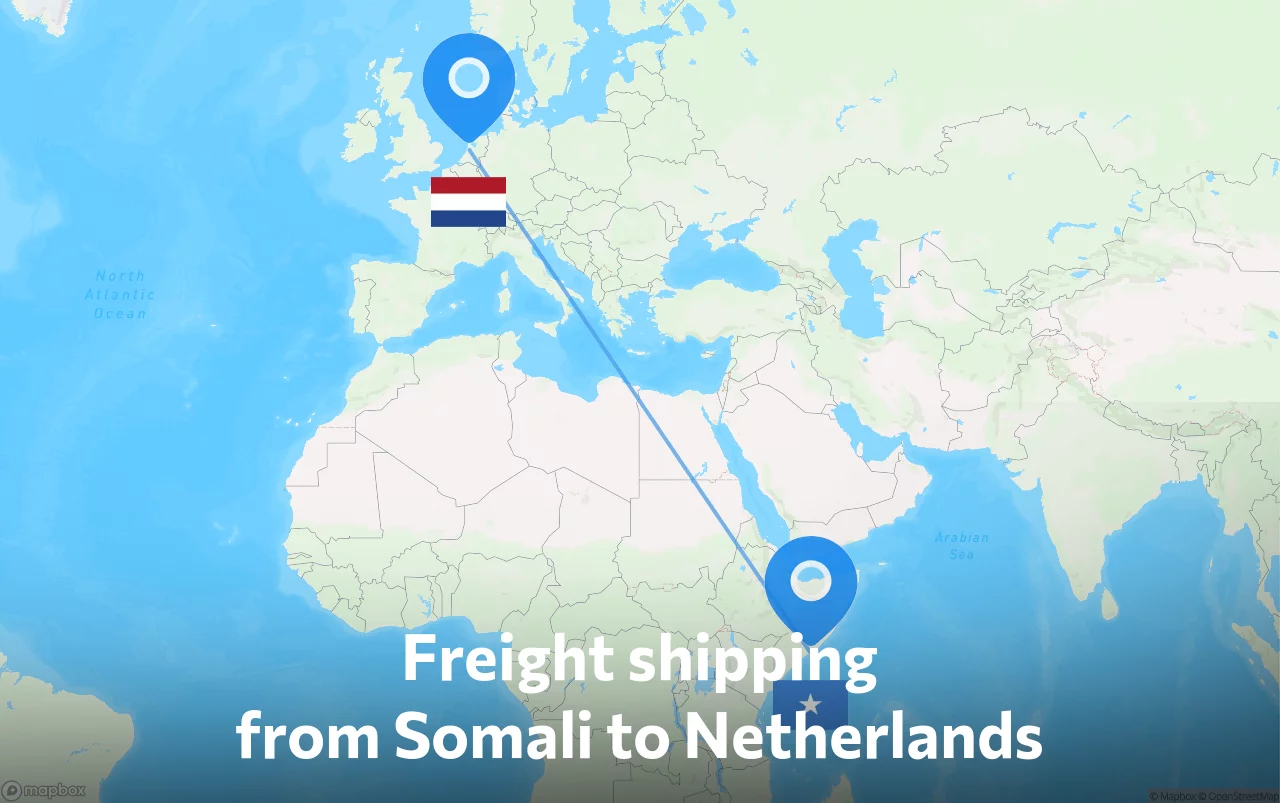 Shipping route from Somali to Netherlands