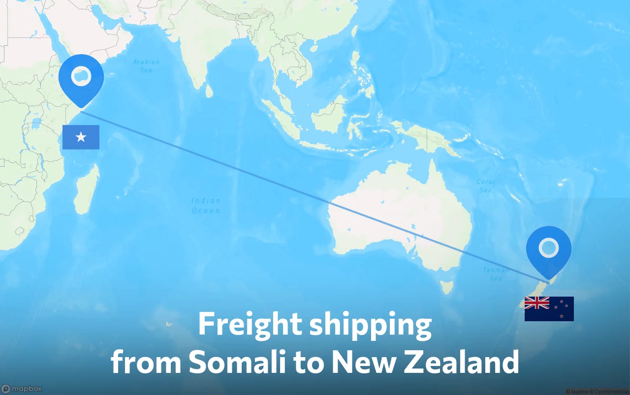 Shipping route from Somali to New Zealand