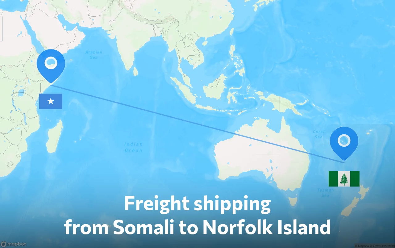 Shipping route from Somali to Norfolk Island