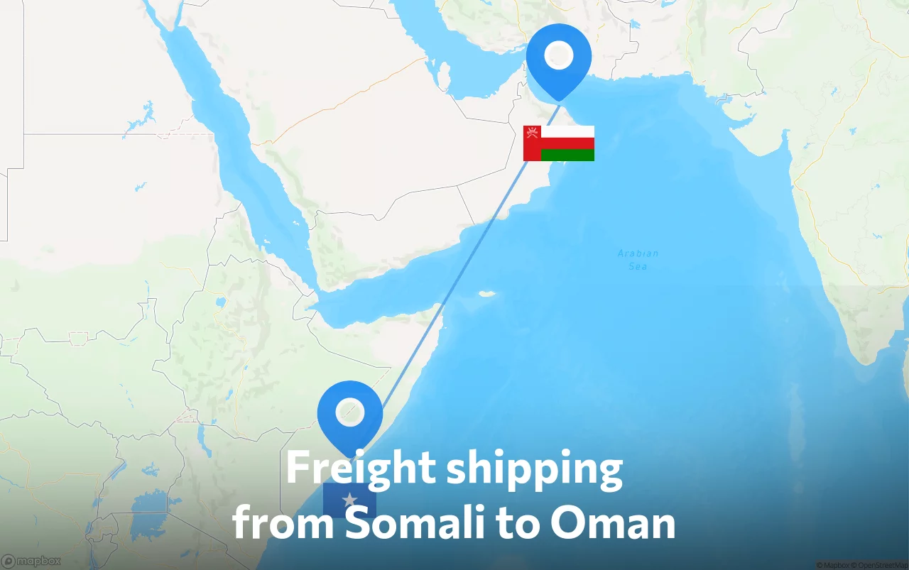 Shipping route from Somali to Oman