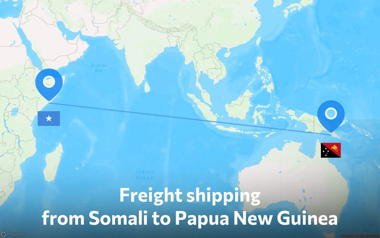 Shipping route from Somali to Papua New Guinea