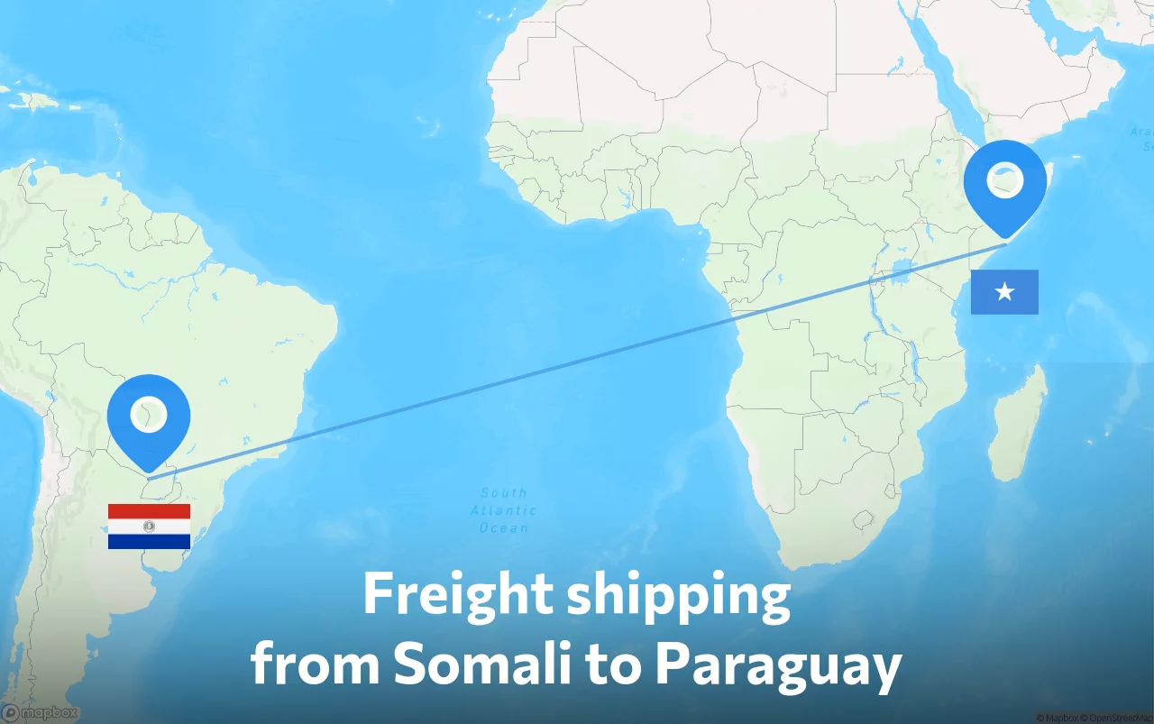 Shipping route from Somali to Paraguay