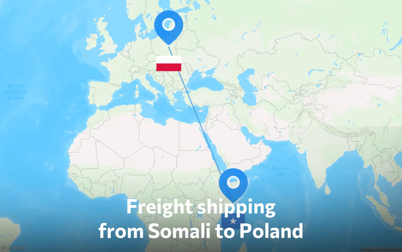 Shipping route from Somali to Poland