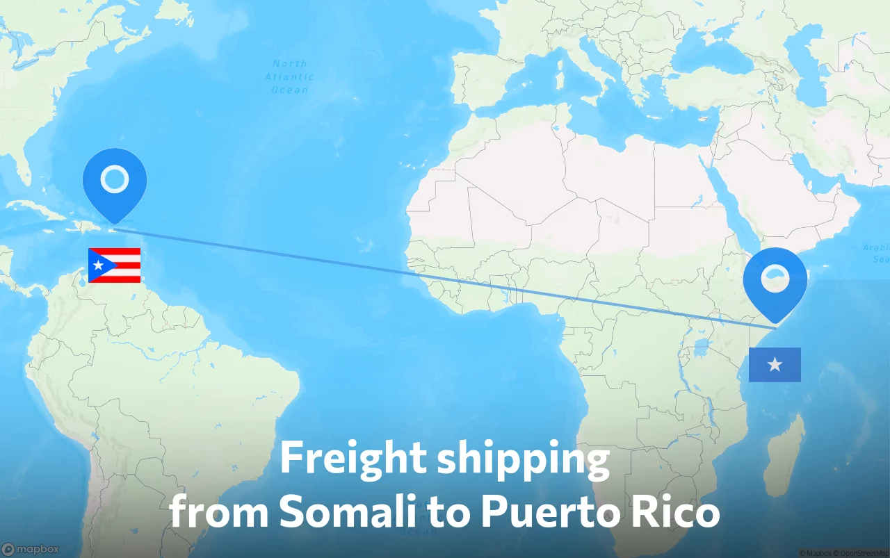 Shipping route from Somali to Puerto Rico