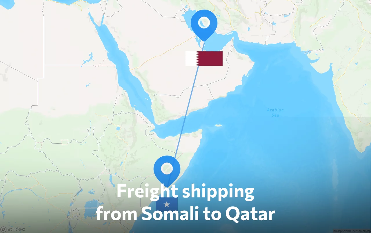 Shipping route from Somali to Qatar
