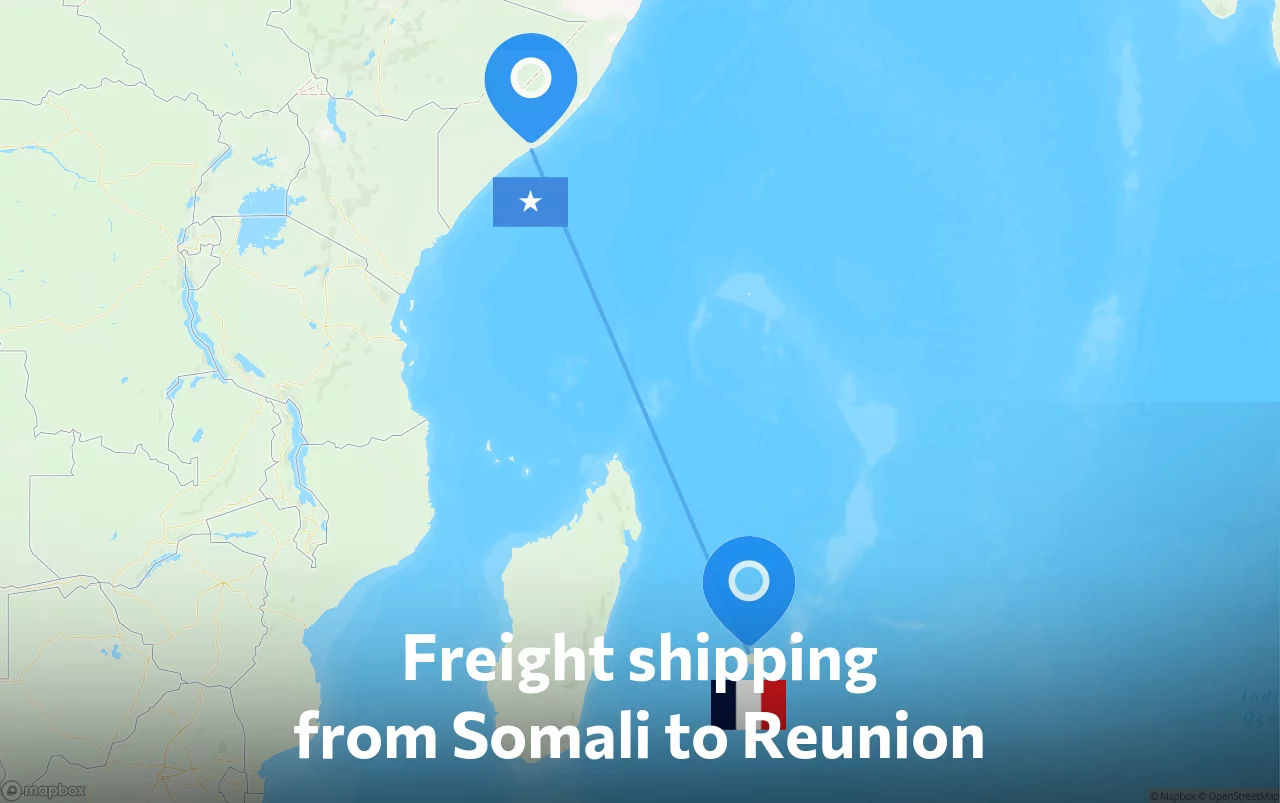 Shipping route from Somali to Reunion