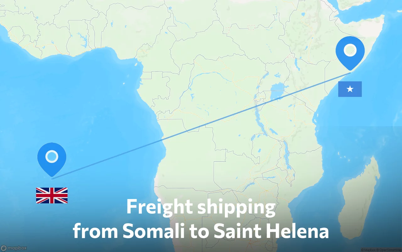 Shipping route from Somali to Saint Helena