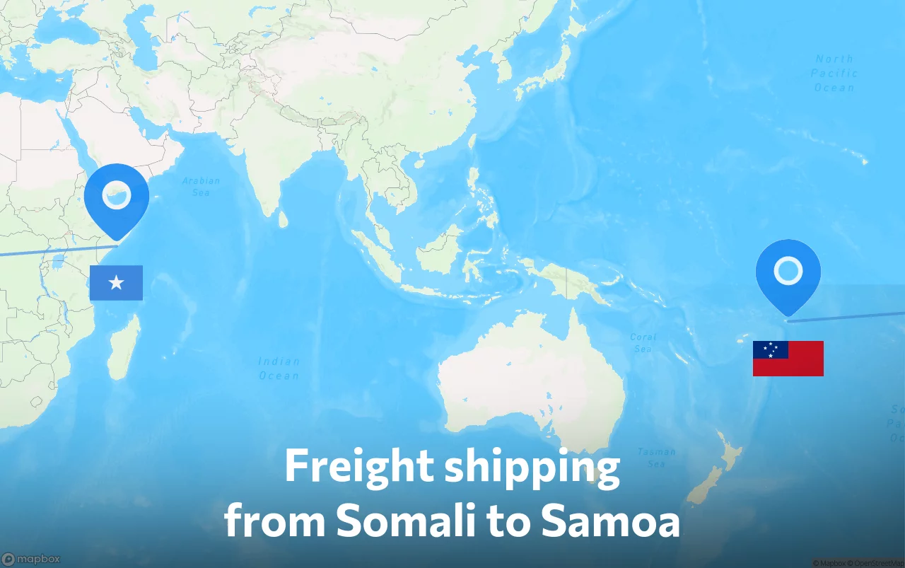 Shipping route from Somali to Samoa