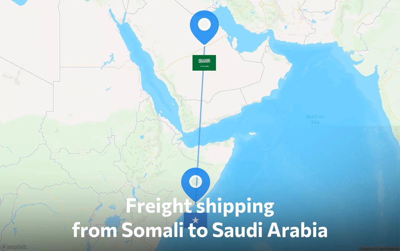 Shipping route from Somali to Saudi Arabia