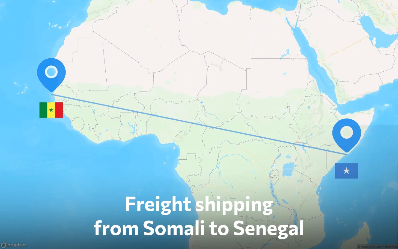 Shipping route from Somali to Senegal