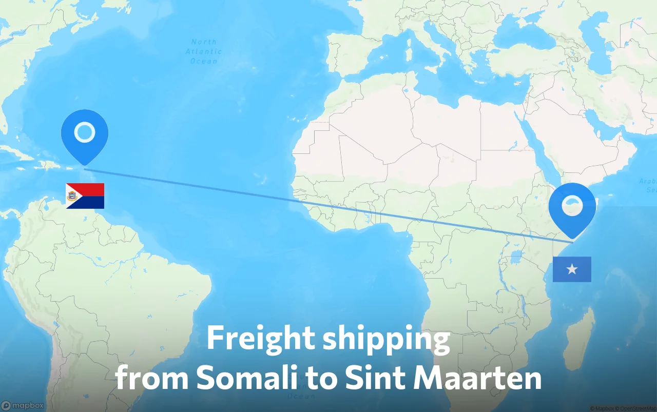Shipping route from Somali to Sint Maarten
