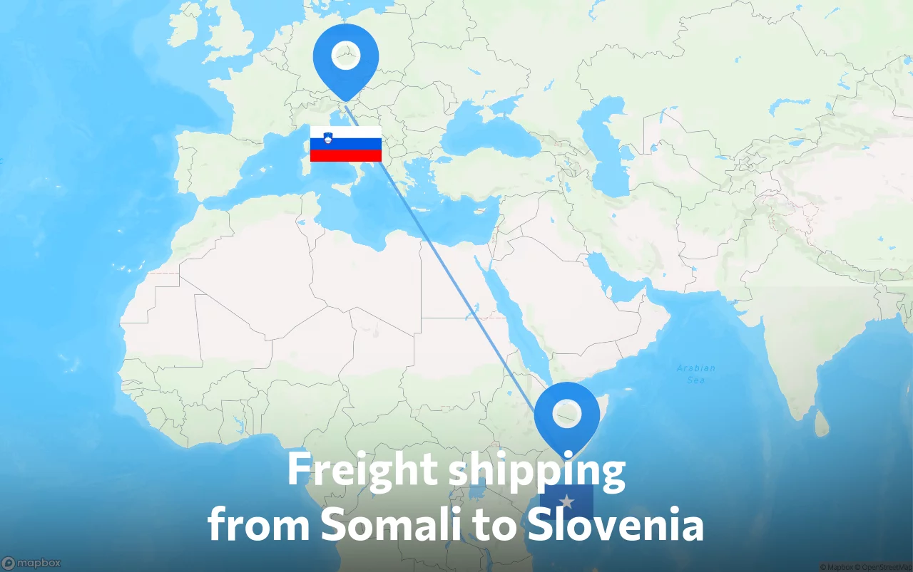 Shipping route from Somali to Slovenia