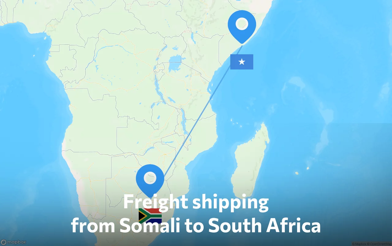 Shipping route from Somali to South Africa