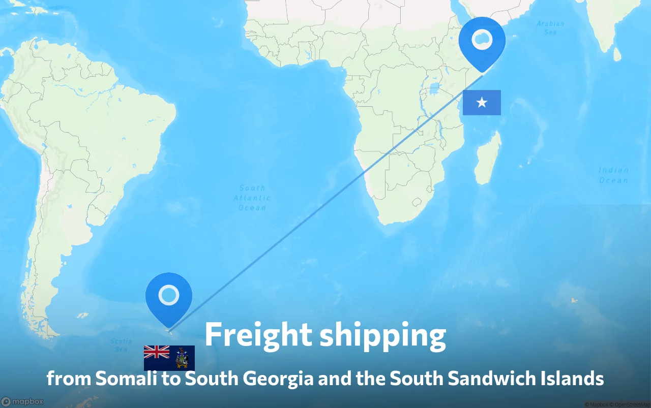 Shipping route from Somali to South Georgia and the South Sandwich Islands