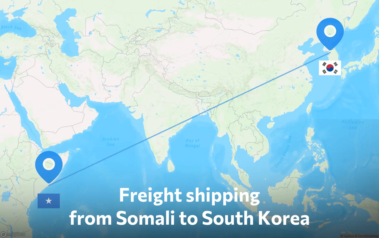 Shipping route from Somali to South Korea