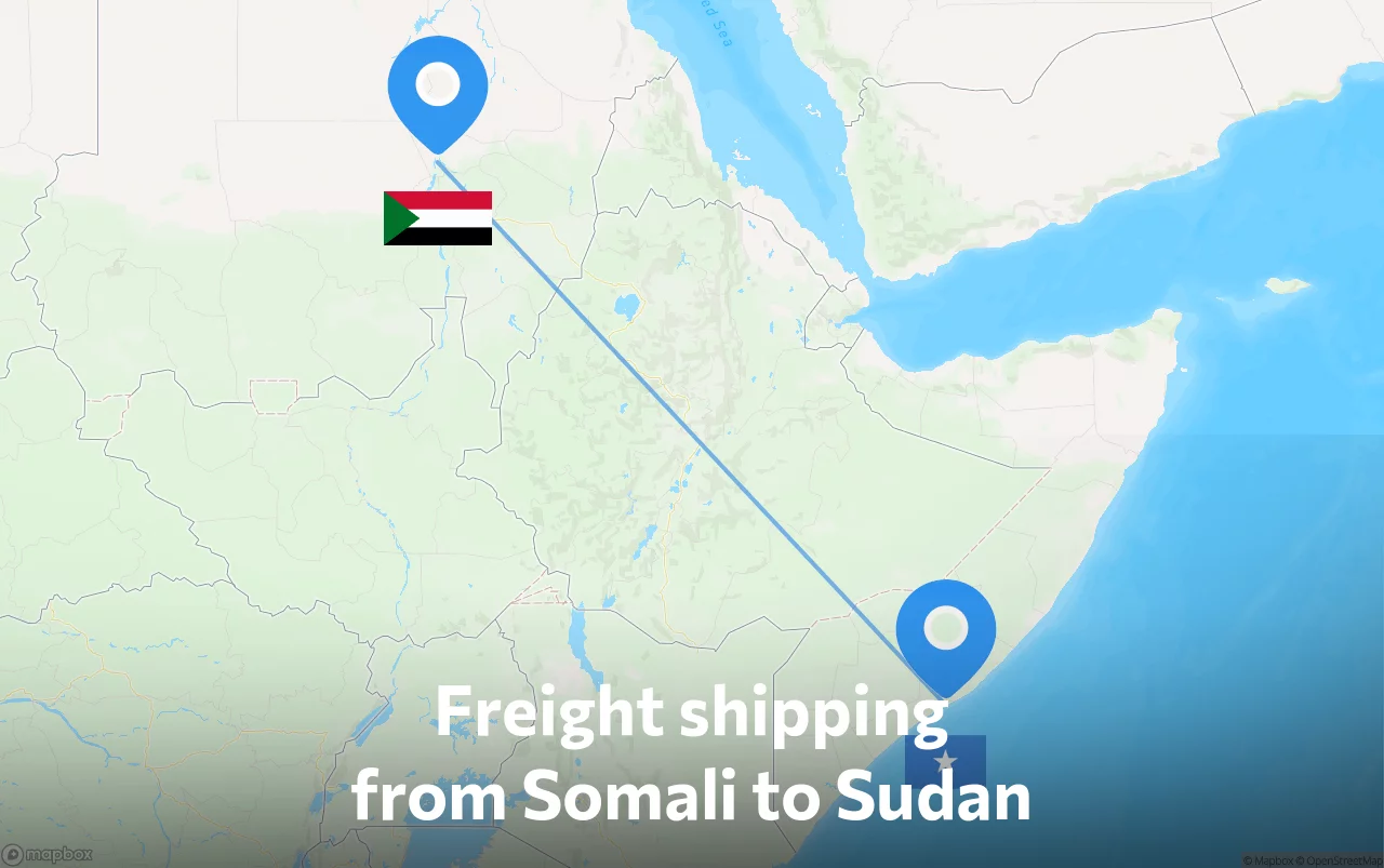 Shipping route from Somali to Sudan