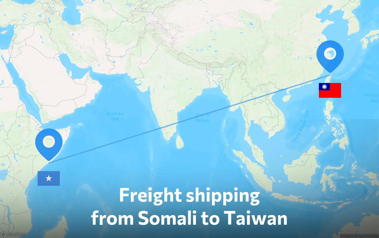 Shipping route from Somali to Taiwan