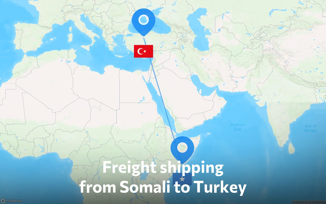 Shipping route from Somali to Turkey