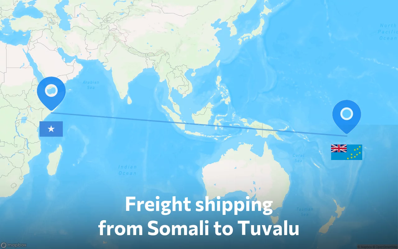 Shipping route from Somali to Tuvalu
