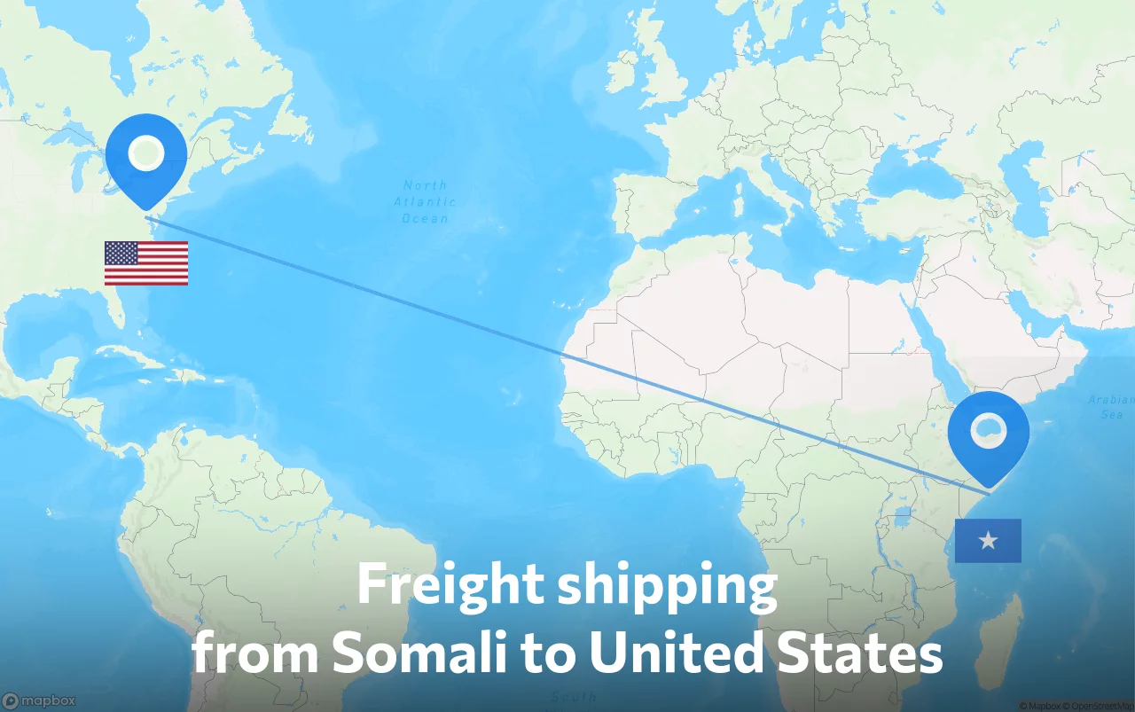 Shipping route from Somali to United States