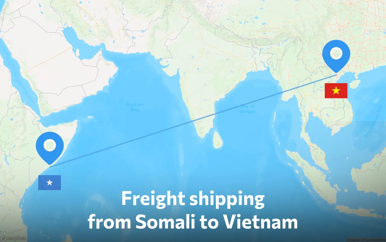 Shipping route from Somali to Vietnam
