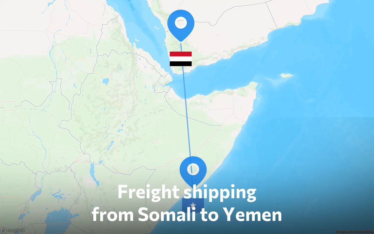 Shipping route from Somali to Yemen
