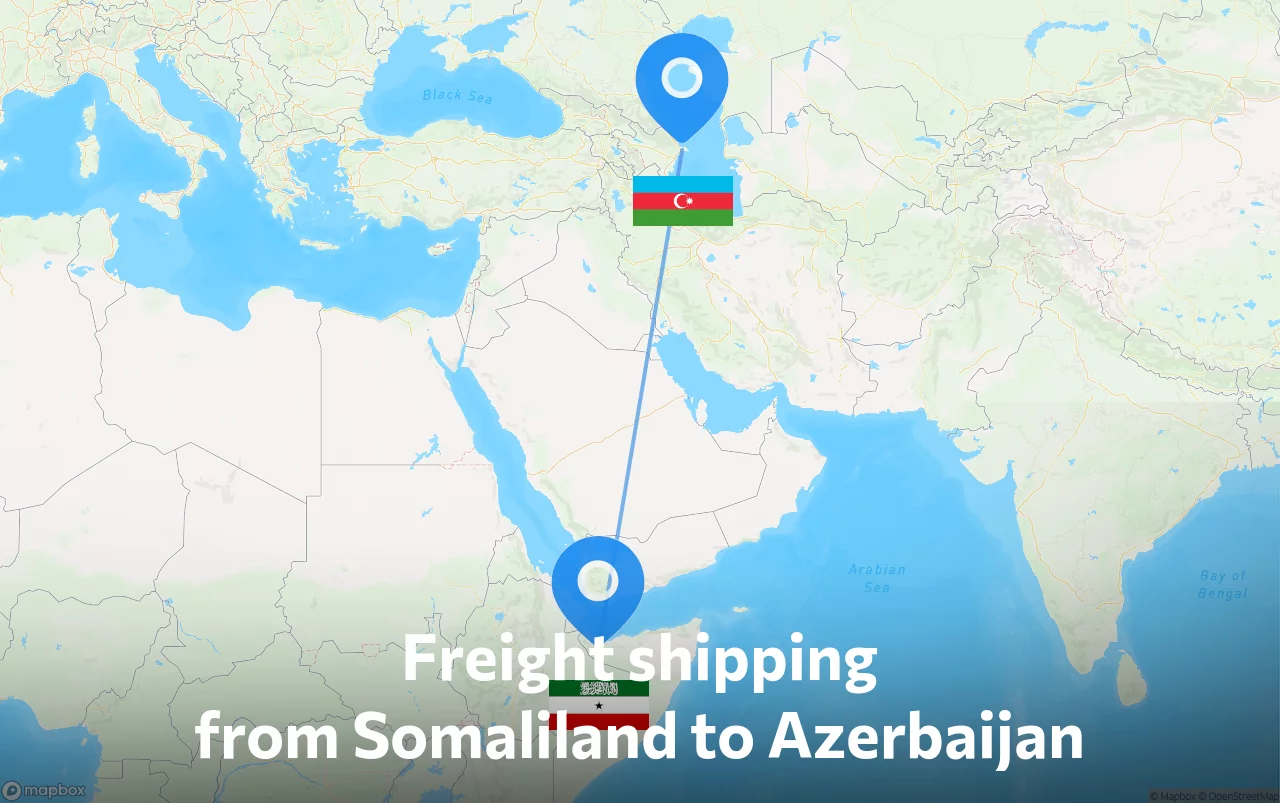 Shipping route from Somaliland to Azerbaijan